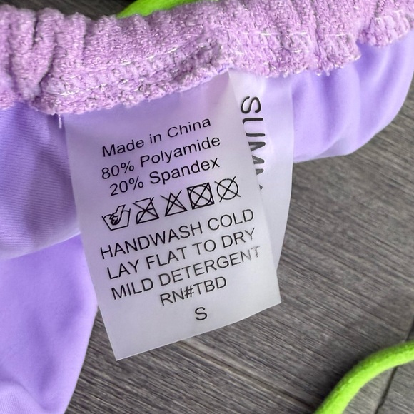 NWOT Beach Bunny Peyton Triangle Bikini Top by Summer Haus In Lavender & Green S - Picture 8 of 11